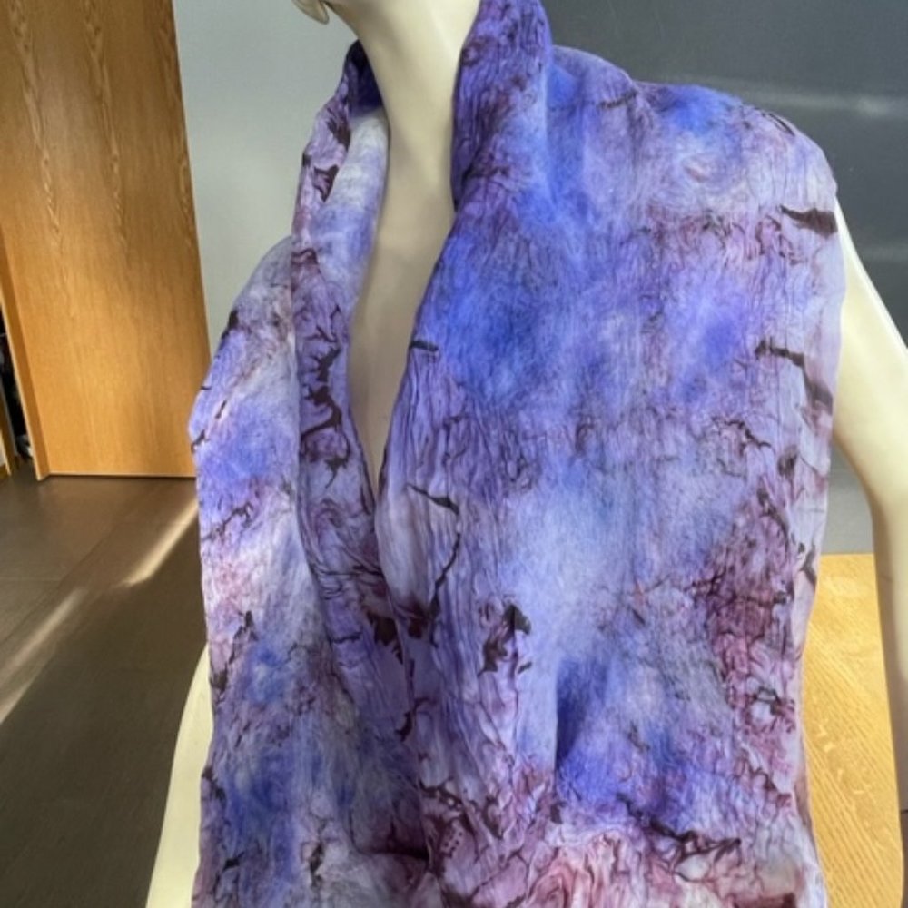 UNIQUE Hand Made SILK AND FELT Organic Design SHAWL/SCARF